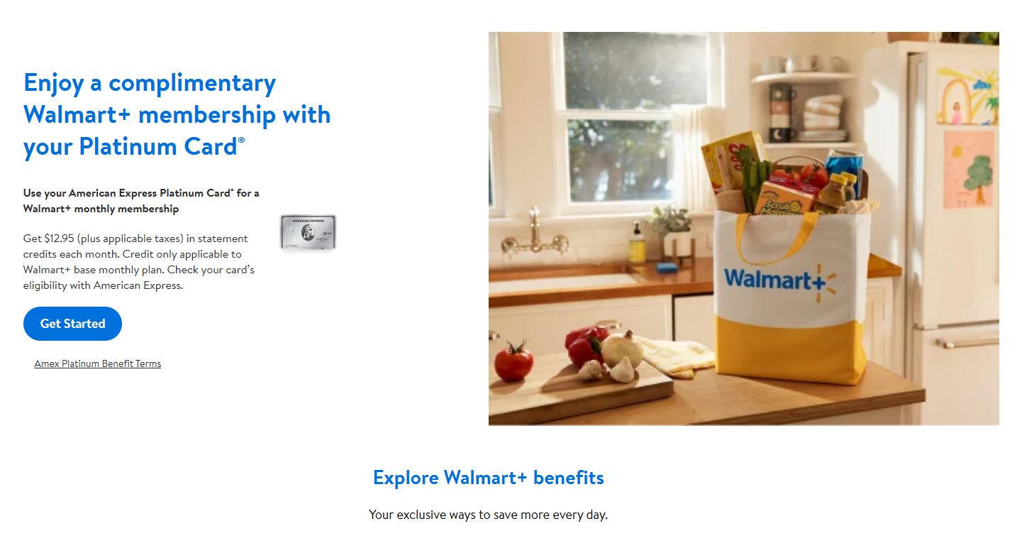 Screenshot of Walmart+ subscription page