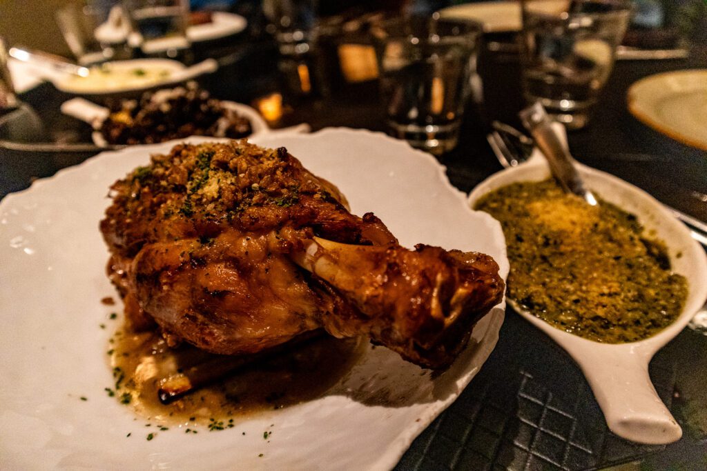 Slow-roasted lamb shank entrée at 8100 Mountainside Bar & Grill, Park Hyatt Beaver Creek
