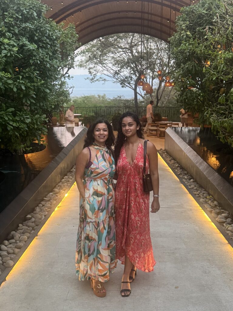 Mother-daughter at Andaz Papagayo lobby celebrating a special trip in Costa Rica